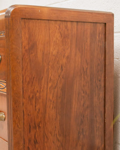 Walnut Art Deco Lowboy Dresser with Mirror