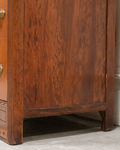 Walnut Art Deco Lowboy Dresser with Mirror