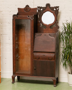 Tiger Oak Victorian Secretary Curio Display