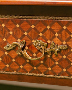 Early 19th Century Neoclassical Louis XVI Style Mahogany With Inlaid Satinwood &amp; Leather Top Writing Desk