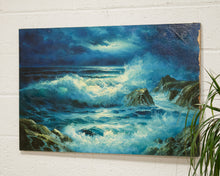 Load image into Gallery viewer, Moonlight Vintage Oil Painting Seascape
