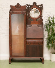 Load image into Gallery viewer, Tiger Oak Victorian Secretary Curio Display
