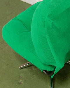 Green Corduroy Low Profile Swivel Chair