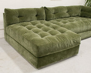 Prima Chaise and Bumper Olive Green Sofa