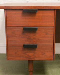 Walnut Restored Executive Mid Century Desk