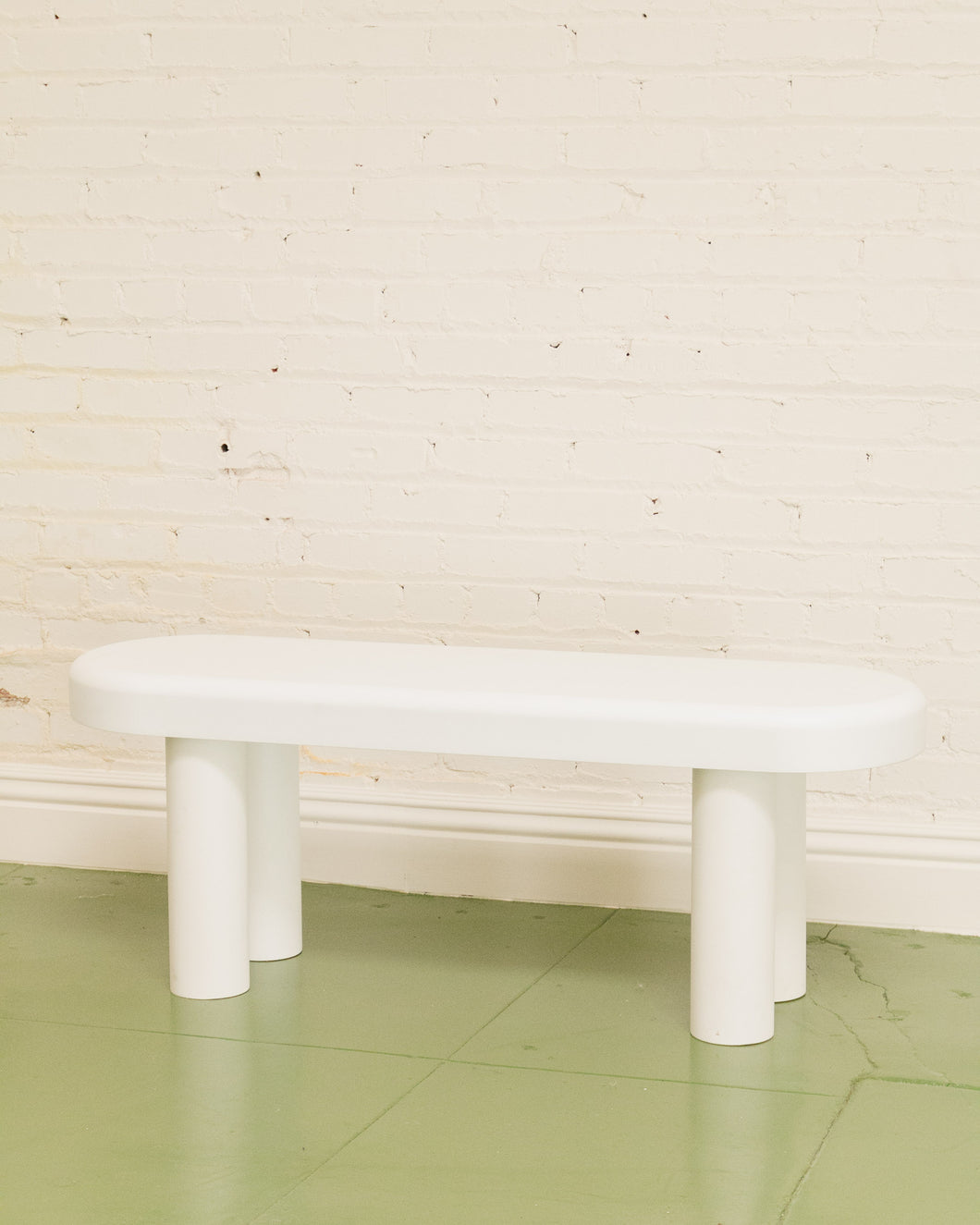 Oval White Modernist Bench