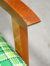 Load image into Gallery viewer, Vintage Teak Lounge Green Plaid  Reupholstered Chair
