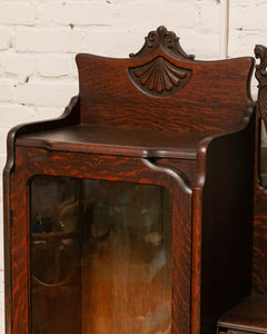 Tiger Oak Victorian Secretary Curio Display