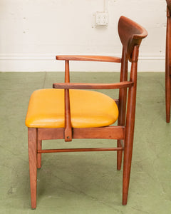 Restored Curved Back Walnut Dining Arm Chair