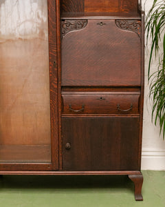 Tiger Oak Victorian Secretary Curio Display