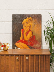 Little Girl in Red Dress Oil Painting