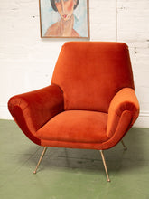 Load image into Gallery viewer, Set of 2 Italian Armchairs in Rust Velvet By Gigi Radice for Minotti - 1950s
