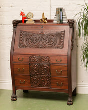 Load image into Gallery viewer, Late 19th-Early 20th C. Mahogany Renaissance Drop Front Bureau
