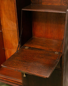 Tiger Oak Victorian Secretary Curio Display