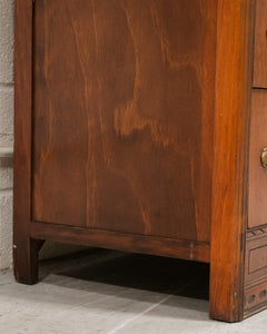 Walnut Art Deco Lowboy Dresser with Mirror