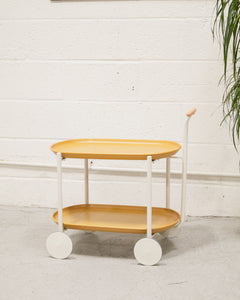 Mustard Metal Cart Side Table