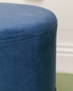 Blue Velvet Stool with Fringe