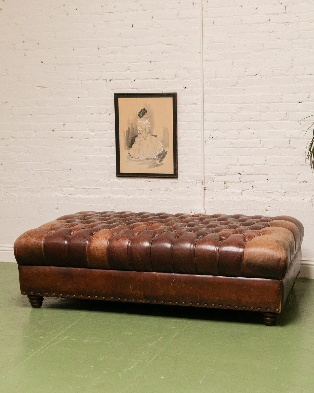 Leather Tufted Ottoman