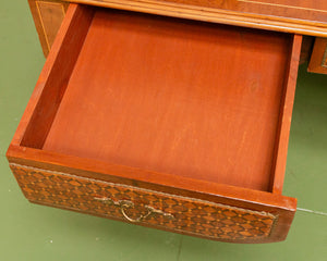 Early 19th Century Neoclassical Louis XVI Style Mahogany With Inlaid Satinwood &amp; Leather Top Writing Desk