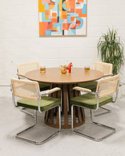 Load image into Gallery viewer, Chrome and Rattan Chair in Olive Green
