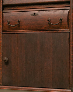 Tiger Oak Victorian Secretary Curio Display