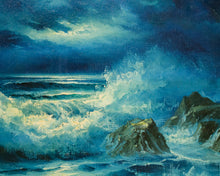 Load image into Gallery viewer, Moonlight Vintage Oil Painting Seascape
