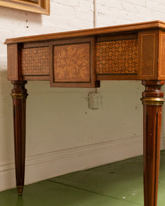 Early 19th Century Neoclassical Louis XVI Style Mahogany With Inlaid Satinwood &amp; Leather Top Writing Desk