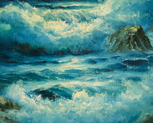 Load image into Gallery viewer, Moonlight Vintage Oil Painting Seascape
