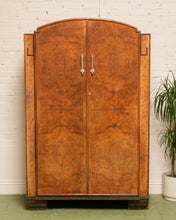 Load image into Gallery viewer, Vintage Art Deco Gentleman’s Burr Walnut Wardrobe
