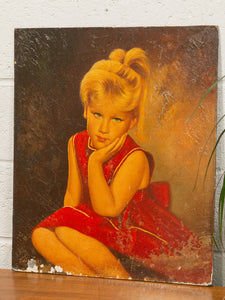 Little Girl in Red Dress Oil Painting