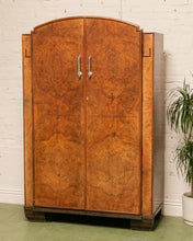 Load image into Gallery viewer, Vintage Art Deco Gentleman’s Burr Walnut Wardrobe
