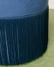 Load image into Gallery viewer, Blue Velvet Stool with Fringe
