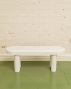 Oval White Modernist Bench