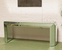 Load image into Gallery viewer, Midcentury Mirrored Glass Console Table with Mirrored Surface
