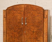 Load image into Gallery viewer, Vintage Art Deco Gentleman’s Burr Walnut Wardrobe
