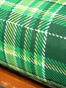 Vintage Teak Lounge Green Plaid  Reupholstered Chair