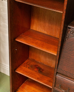 Tiger Oak Victorian Secretary Curio Display