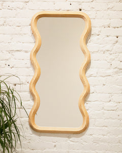 Zella Wavy Oak Wood Mirror