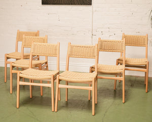 Blonde Woven and Wood Dining Chair