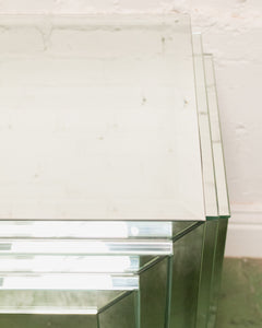 Midcentury Mirrored Glass Console Table with Mirrored Surface