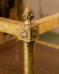 Pair of Maison Jansen Neoclassical Gilt Metal & Wicker Side Tables