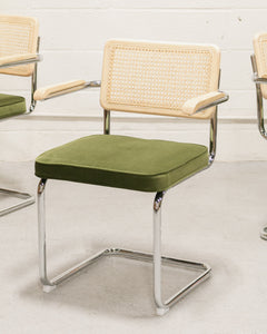 Chrome and Rattan Chair in Olive Green