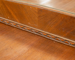 Walnut Art Deco Lowboy Dresser with Mirror