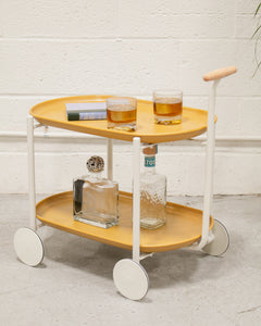 Mustard Metal Cart Side Table