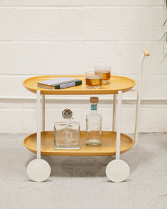 Mustard Metal Cart Side Table