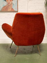 Load image into Gallery viewer, Set of 2 Italian Armchairs in Rust Velvet By Gigi Radice for Minotti - 1950s
