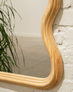 Zella Wavy Oak Wood Mirror