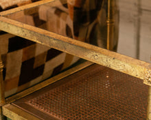 Load image into Gallery viewer, Pair of Maison Jansen Neoclassical Gilt Metal &amp; Wicker Side Tables
