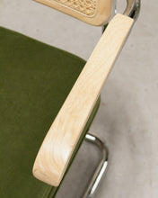 Load image into Gallery viewer, Chrome and Rattan Chair in Olive Green
