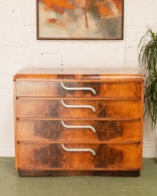 Load image into Gallery viewer, Circa 1930 The Widdicomb Furniture Art Deco Waterfall Edge Burled Walnut Chest of Drawers
